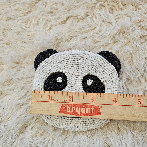 Handmade Panda Double Sides Beading Coin Pouch 4"x 4" - Picture 3 of 4